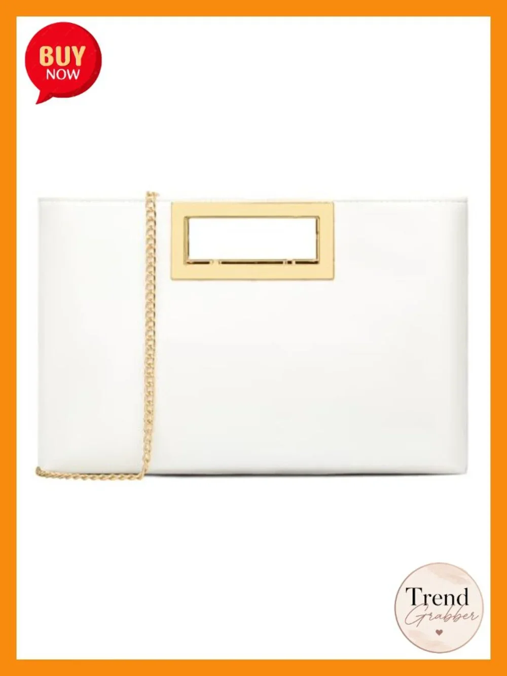 Vegan Leather Clutch Purse with Chain Strap Evening Handbag